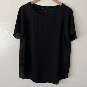 Banana Republic Black Semi-sheer Tuckable Short Sleeve Blouse